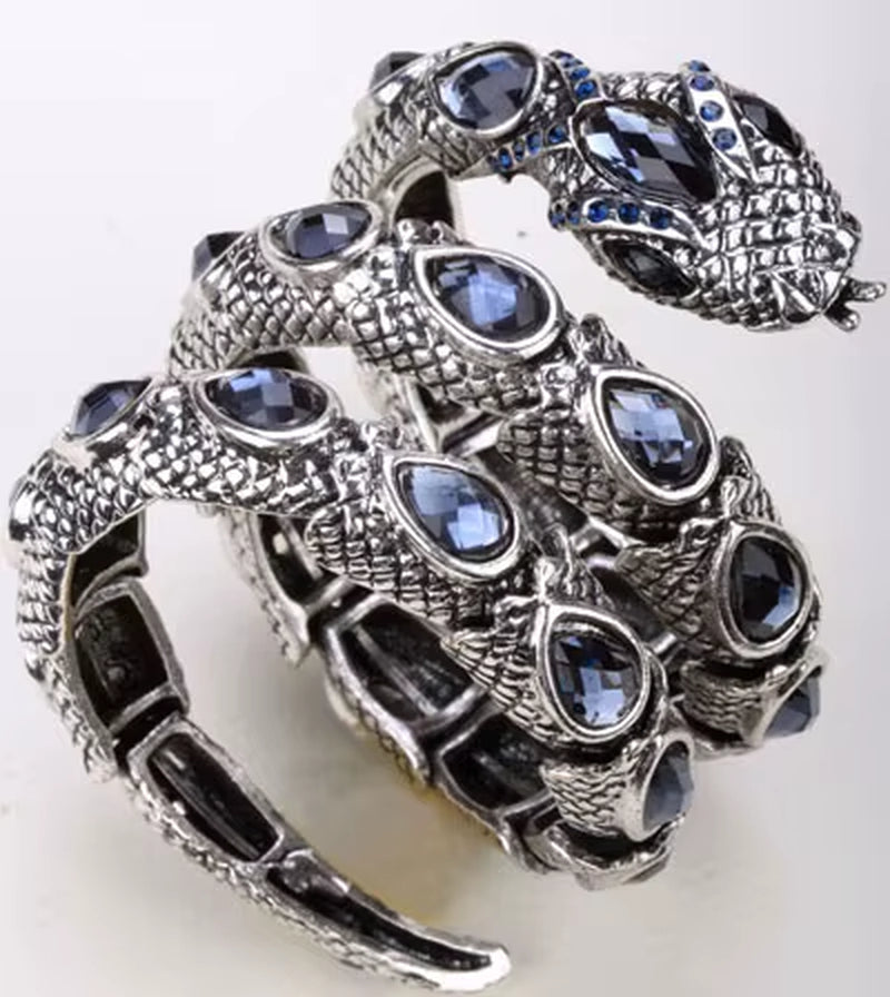 YACQ Stretch Snake Bracelet Armlet Upper Arm Cuff Women Punk Rock Crystal Bangle Jewelry Gold Silver Color Dropshipping A32