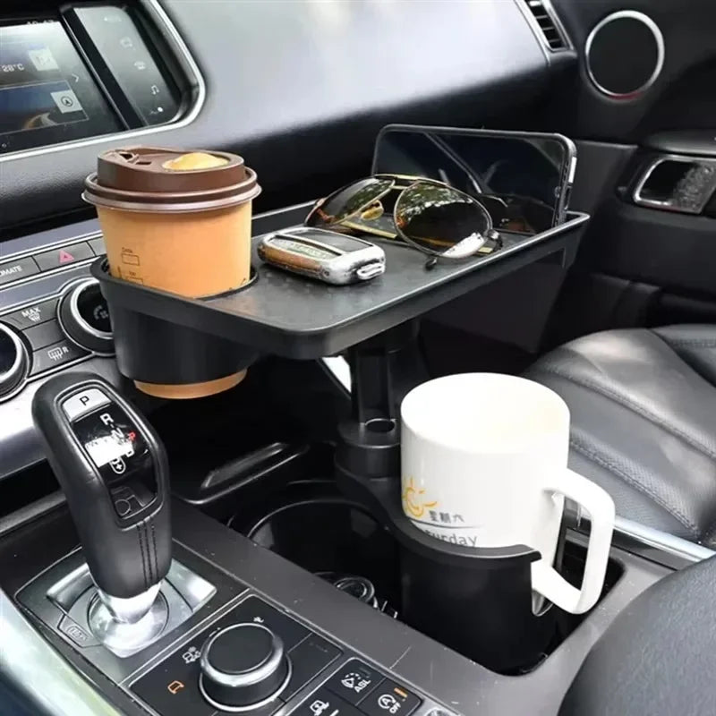 Premium Universal Car Cup Holder Tray - 360° Rotating Adjustable Dual Cup Organizer
