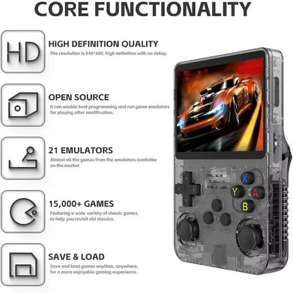 R36S Portable Handheld Game Controller with 3.5" HD Screen, Rechargeable Battery - Perfect Christmas Gift for Gamers