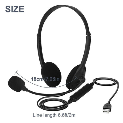 USB Headset Headphone with Microphone Noise Cancelling for PC Computer Call Chat