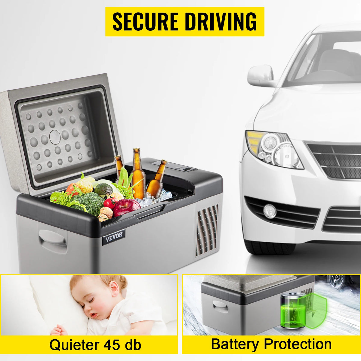 Succebuy Portable Compressor Car Refrigerator and Freezer (15L - 55L) for Camping and Travel, DC 110-240V Ice Box