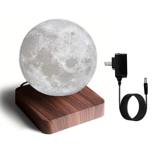 Magnetic Floating Rotating Moon Lamp with Wooden Base - 3 Color Temperature LED Night Light, 3D Printed Design for Unique Gifts and Home Decor