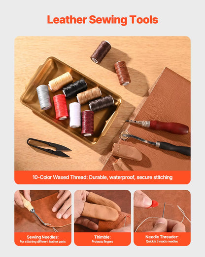 Succebuy Comprehensive Leather Working Tools Kit with Storage Bag - Includes Engraving, Punching, Sewing, and Stamping Tools (38/59/61/72/92 Pieces)