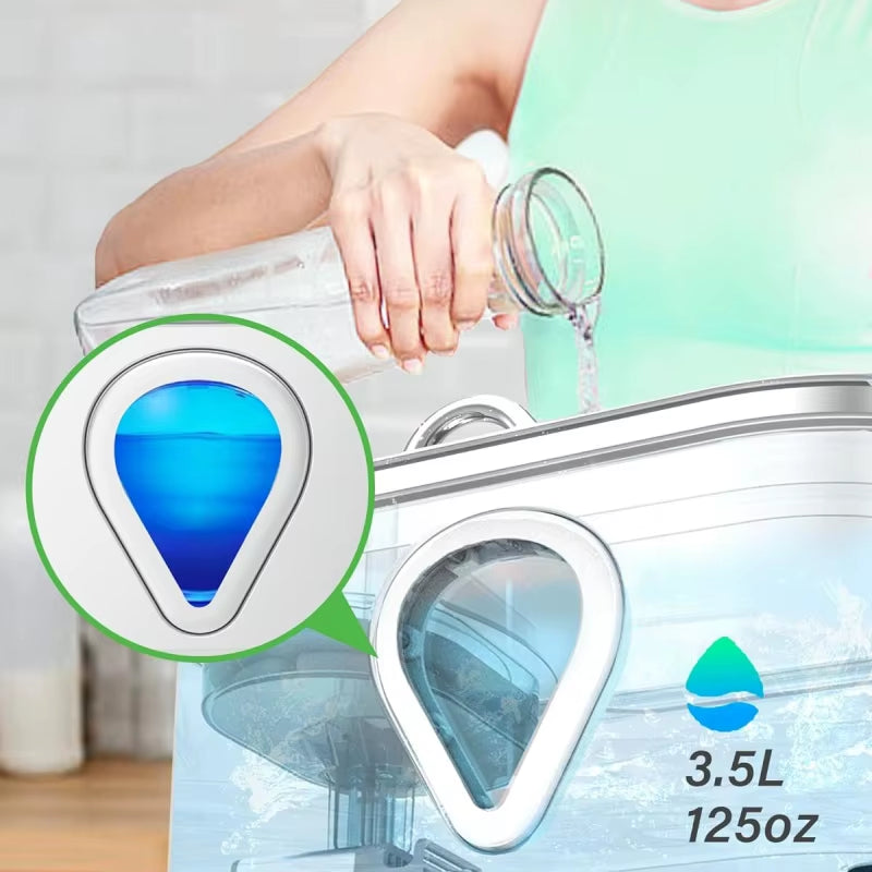 3.5L Large Capacity Pet Water Dispenser Automatic Stainless Steel Cat Water Fountain with Transparent Window Observe Water Level