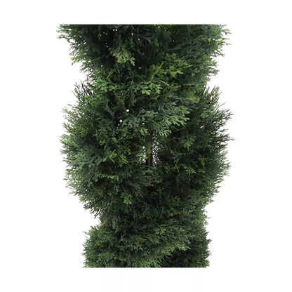 5' UV-Resistant Artificial Cedar Double Spiral Topiary in Black Plastic Pot for Indoor and Outdoor Use