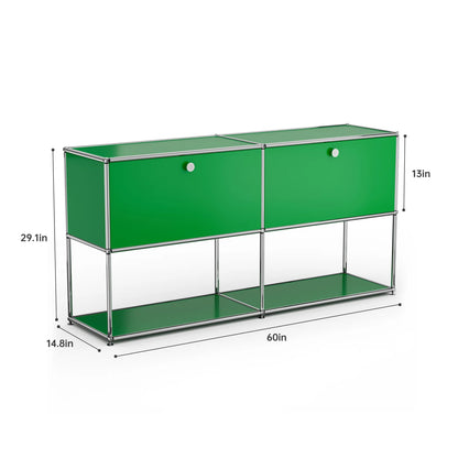 Contemporary Stainless Steel Storage Cabinet and TV Stand for Living Room and Home Office