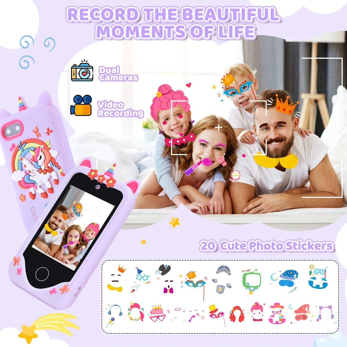 Children's Educational Smartphone Toy with Touchscreen HD Dual Camera and 32GB SD Card - Ideal Travel Companion and Birthday Gift