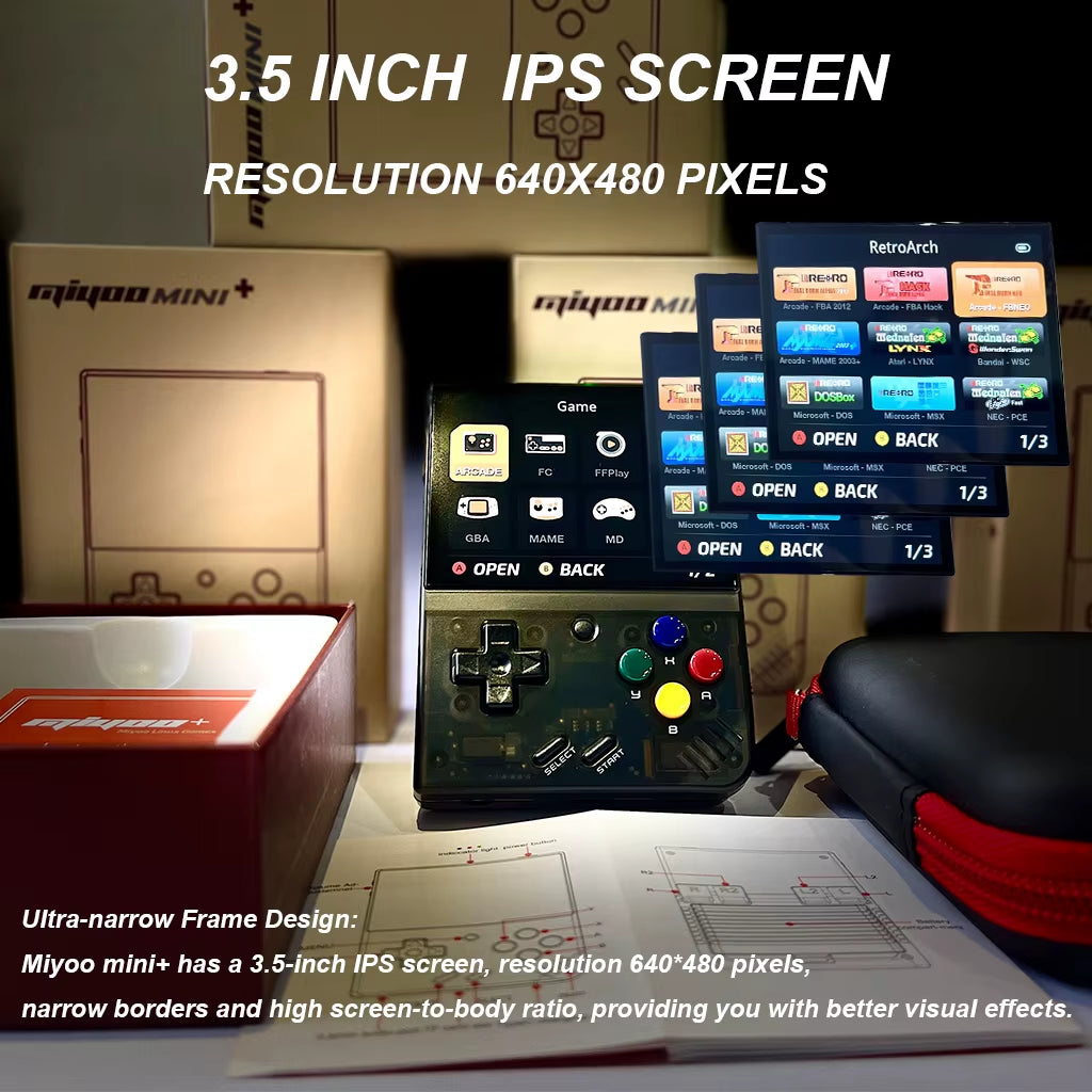 Miyoo Mini plus Retro Handheld Console, 3.5'' IPS Screen, Linux Open Source Gaming Device