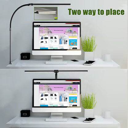 Double Head LED Desk Lamp EU/US Architect Desk Lamps Office 24W Brightest 5Color Modes and 5 Dimmable Eye Protection Lamp