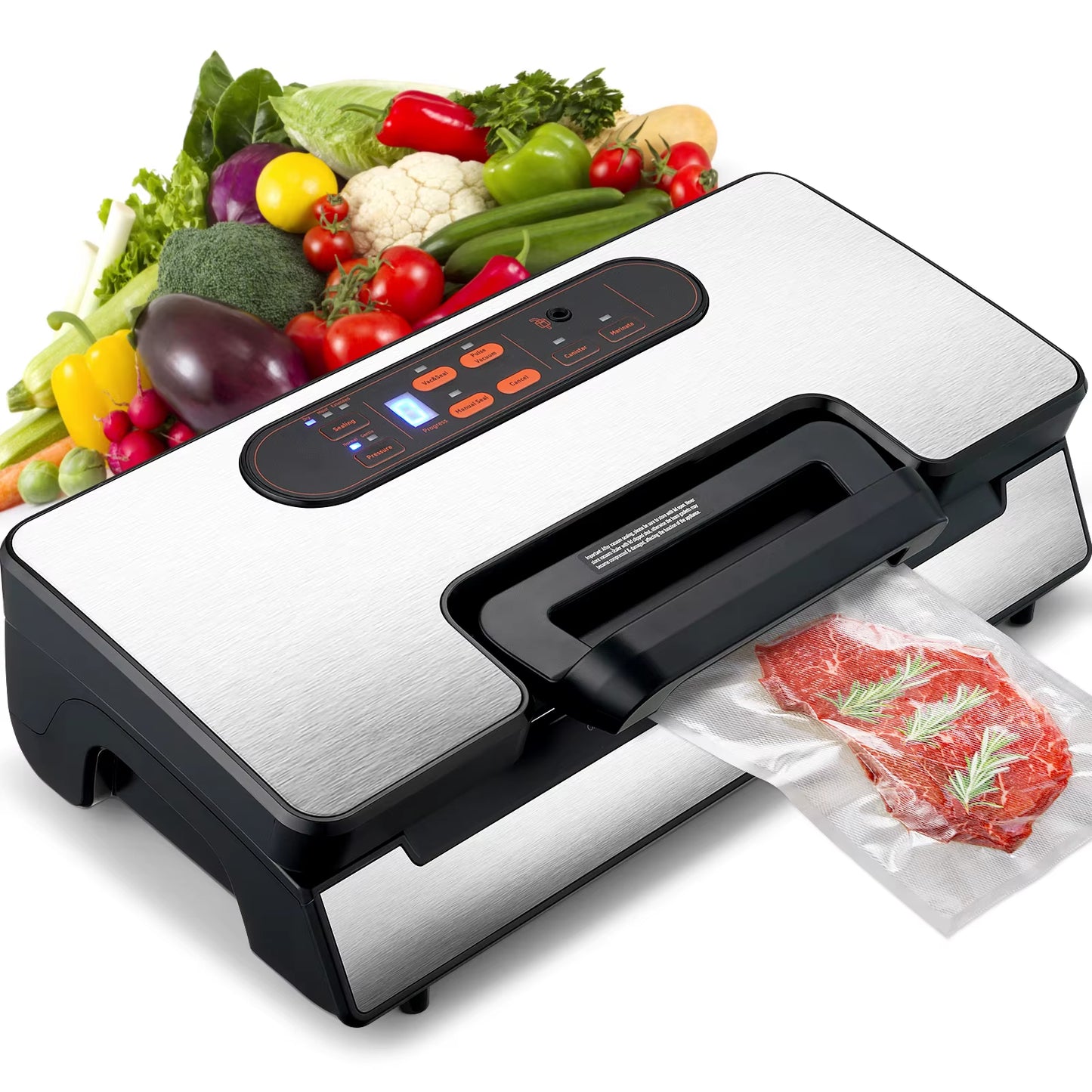 90Kpa 130W Vacuum Sealer Food Packaging Machine with Free 10Pcs Vacuum Bags for Household Kitchen Vacuum Food Sealing