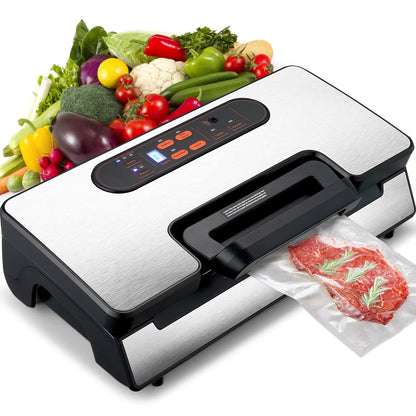 90Kpa 130W Vacuum Sealer Food Packaging Machine with Free 10Pcs Vacuum Bags for Household Kitchen Vacuum Food Sealing