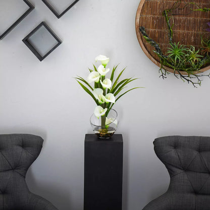 15.5" x 9.5" Artificial Calla Lily and Grass Plant Arrangement in Vase 