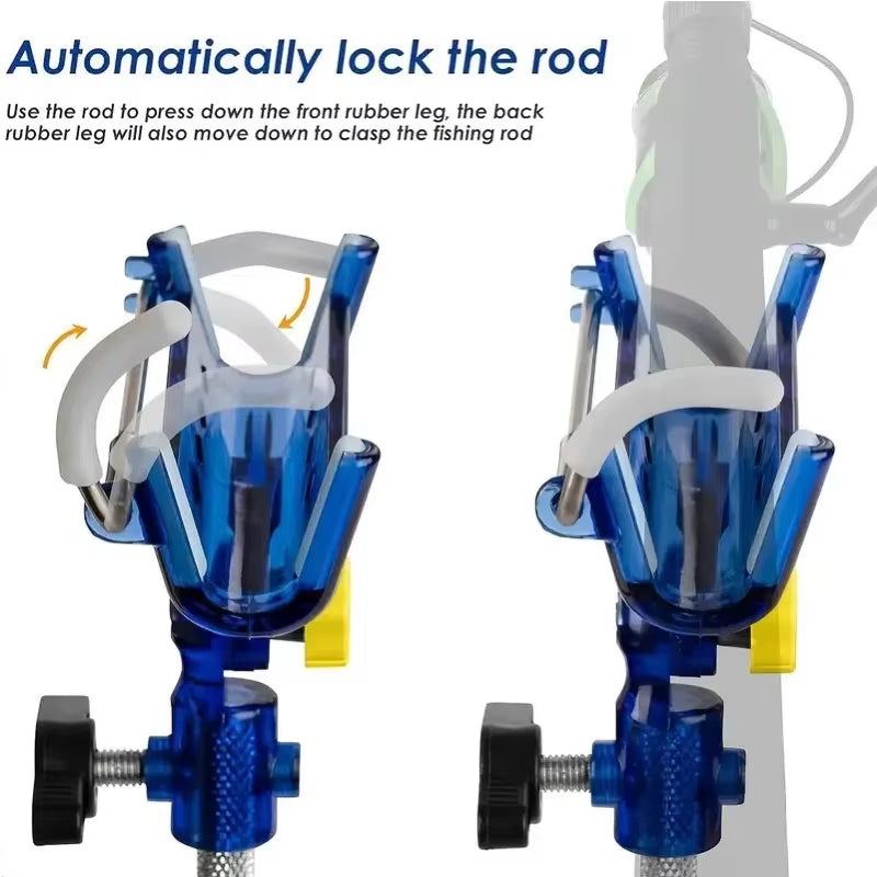 2-Piece Stainless Steel Fishing Rod Holder, 360° Adjustable One-Touch Lock, Reinforced Nylon Tip and Tapered Drill Rod Self-Lock