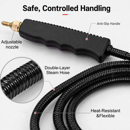 High-Pressure Portable Steam Cleaner with Brush Heads - Handheld Sanitizer with 6-Speed Settings, Extended Hose, and Large Capacity for Effective Grease and Dust Mite Removal in Air Conditioners, Range Hoods, Floors, Bathrooms, and Cookware.