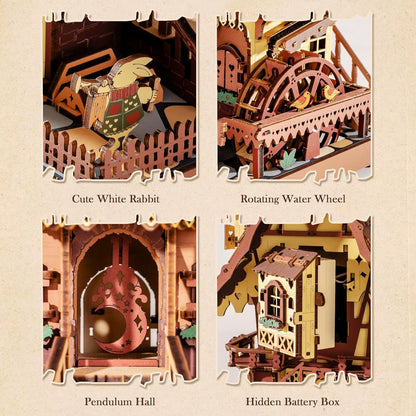 Robotime Rokr 3D Wooden Cuckoo Clock Puzzle Kit - Black Forest Style DIY Model for Kids and Adults