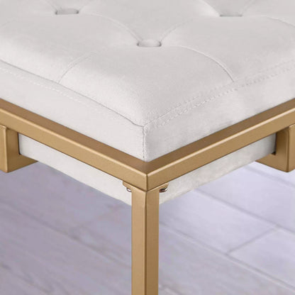 Nadia Modern Upholstered Square Counter Height Barstools Set of 2 in Beige and Gold