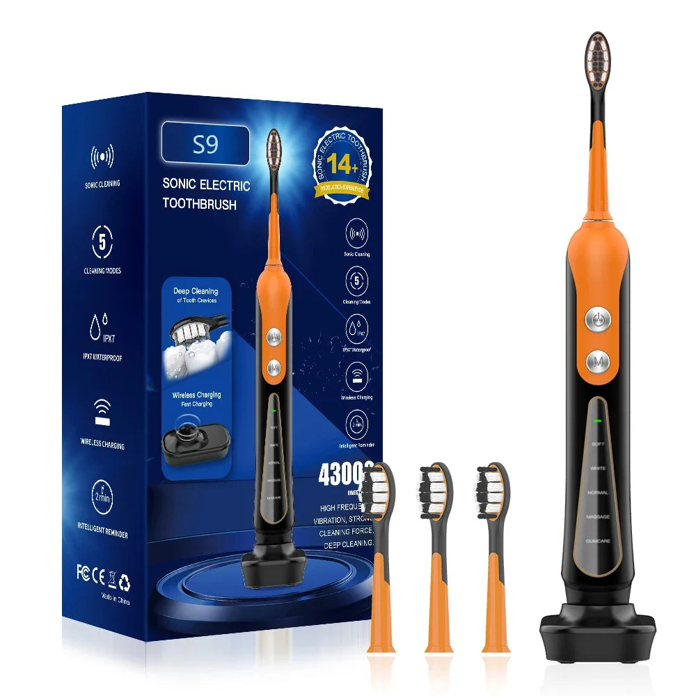 S9 Sonic Electric Toothbrush Cordless USB Rechargeable Whitening Toothbrush Waterproof Ultrasonic Automatic Tooth Brush