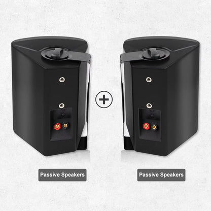 5.25'' 300W Indoor Outdoor Waterproof Dual Speakers Home Theater Wall Mount System for Garage Basement Living Room Black