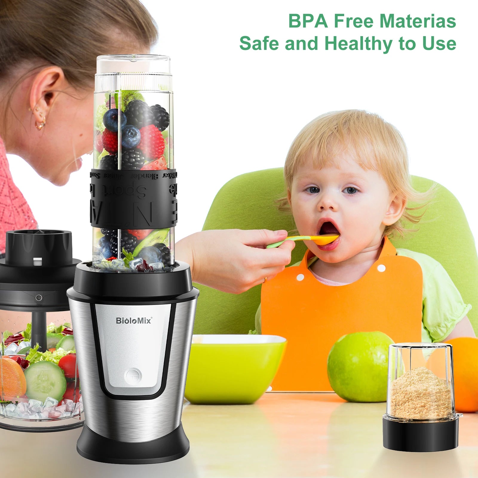 700W 3-In-1 Multifunctional Portable Food Processor Juicer Blender Smoothie Mixer Food Chopper Dry Grinder for Kitchen