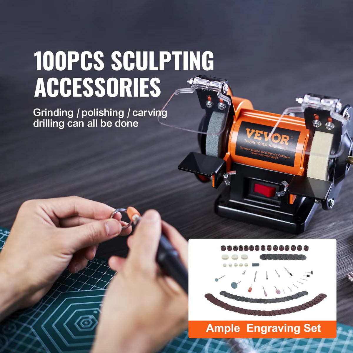 Succebuy Mini Multi-Purpose Bench Grinder Polishing Machine with Adjustable Speed for Gemstone Jewelry Polishing
