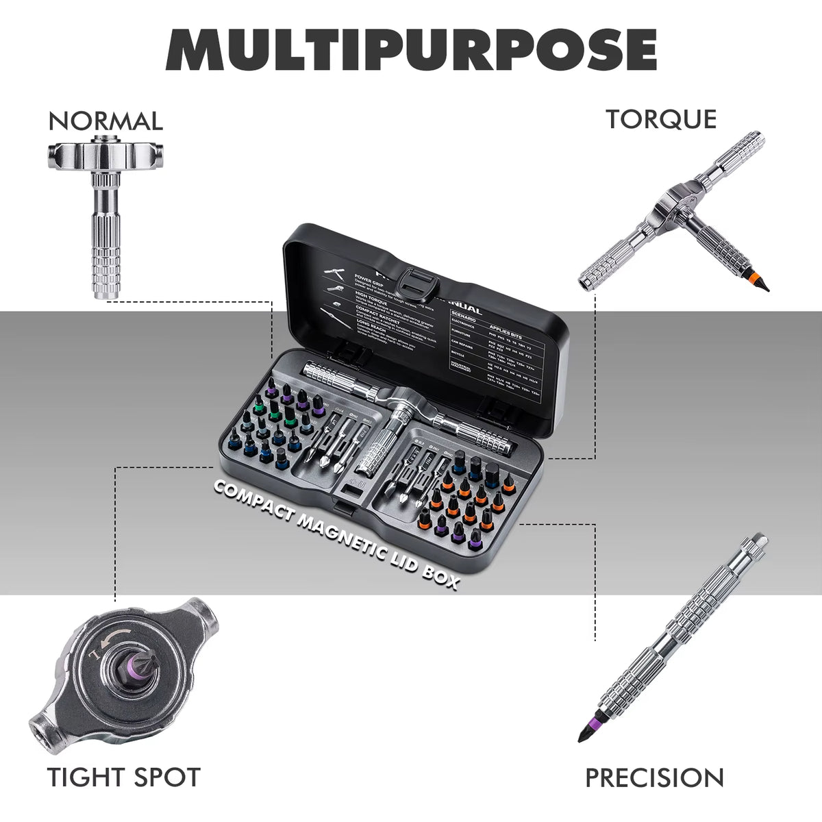 40In1 Multifunction Ratchet Screwdriver Set Multi Magnetic Bits Mini Repair Tool Kit Household Tool for PC & Iphone Etc.