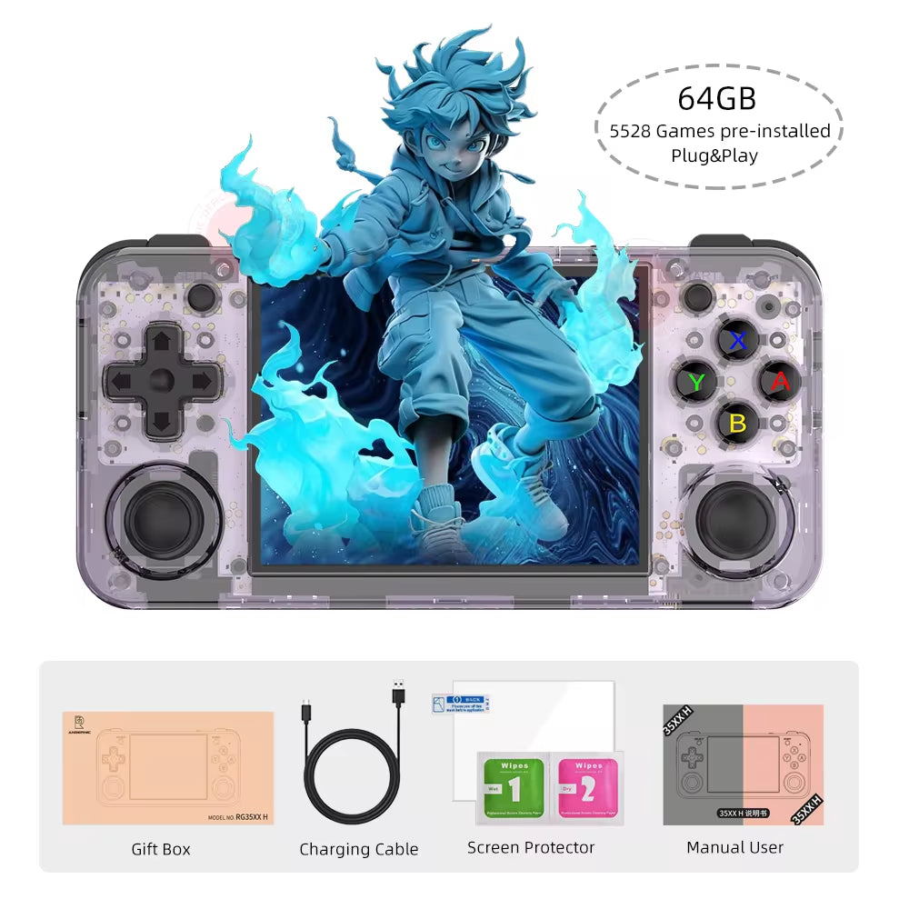 RG35XX H Hand-Held Consoles for Playing Video Games 3.5-Inch IPS 640*480 Screen Retro Game Player 3300 Mah Battery