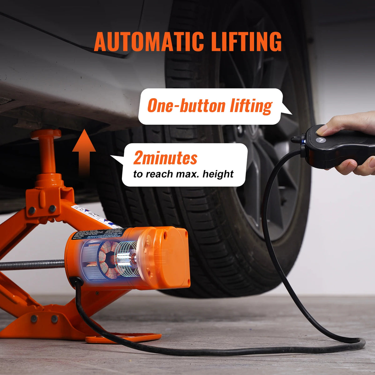 Succebuy 3 Ton (6600 lbs) 12V Electric Scissor Car Jack - Portable Tire Change Solution for SUVs, Trucks, and Sedans