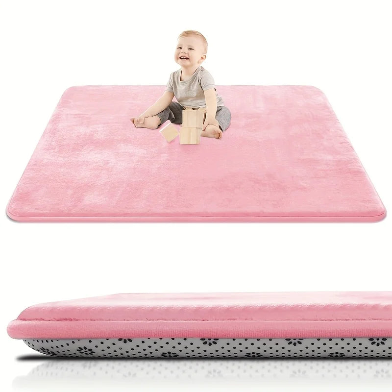 2cm Thick Memory Foam Baby Play Mat - Large Non-Slip Velvet Crawling Rug for Tummy Time and Nursery Use