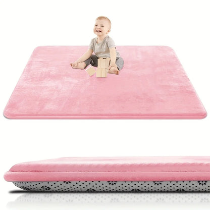 2cm Thick Memory Foam Baby Play Mat - Large Non-Slip Velvet Crawling Rug for Tummy Time and Nursery Use