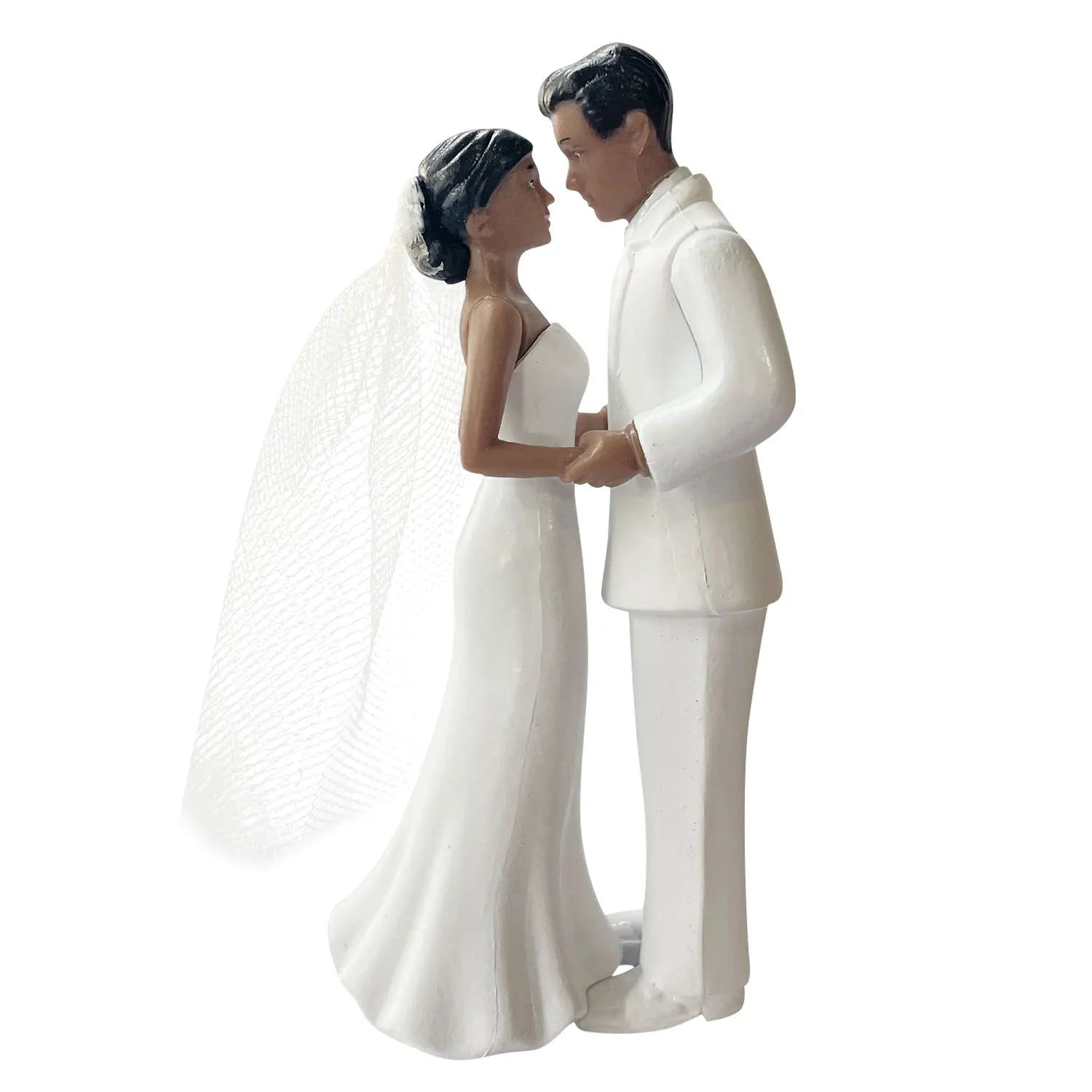 Elegant Bride & Groom Wedding Cake Topper with Veil 4.3" - Anniversary, Bridal Shower, Engagement Party Decoration