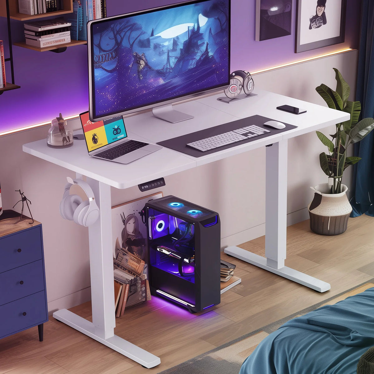 JHK 63x24 Inch Ergonomic Electric Height Adjustable Standing Desk for Office Workstation