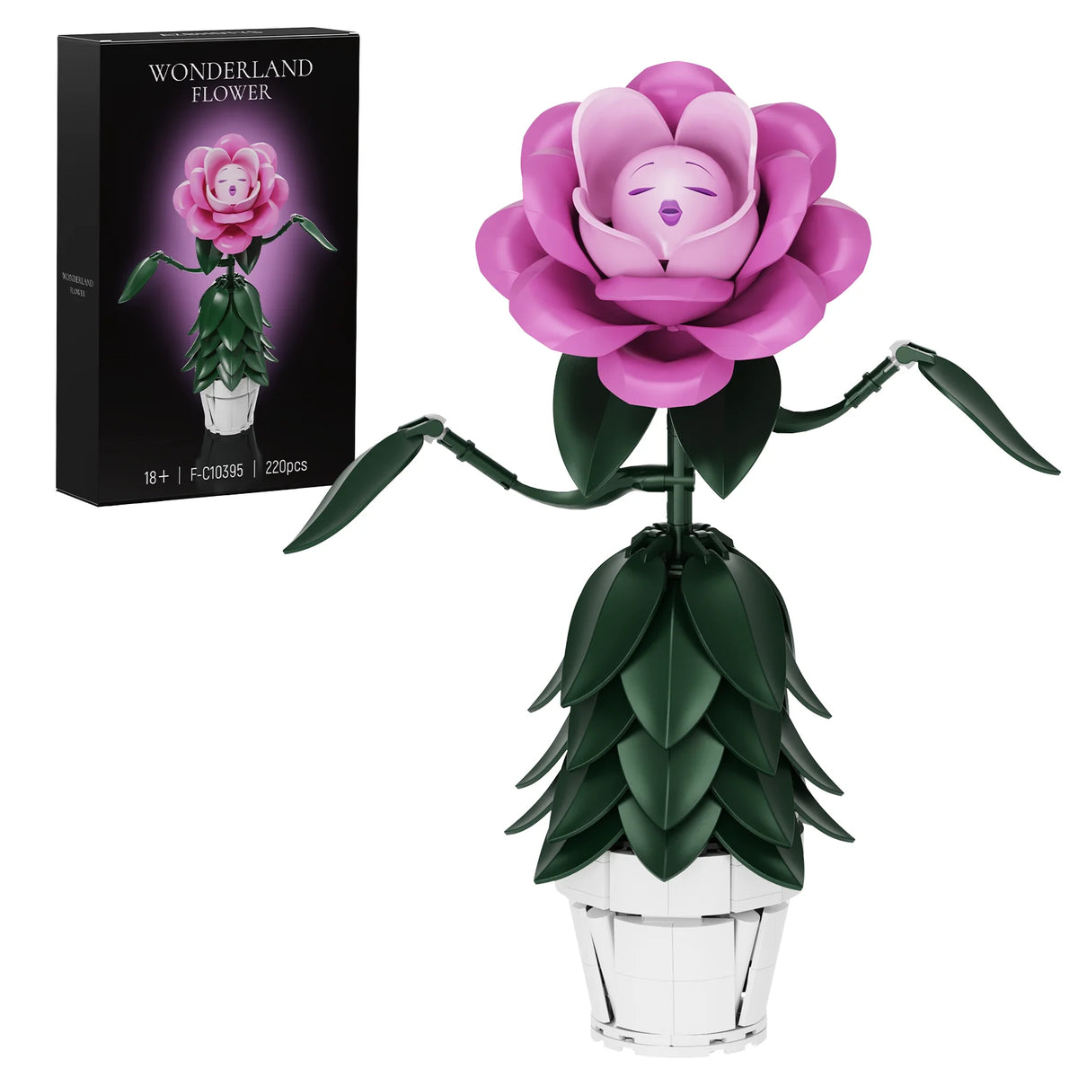 Wonderland Floral Building Blocks Set - Mad Hatter Tea Party Plant Bricks for Home Décor and Christmas Gifts for Women