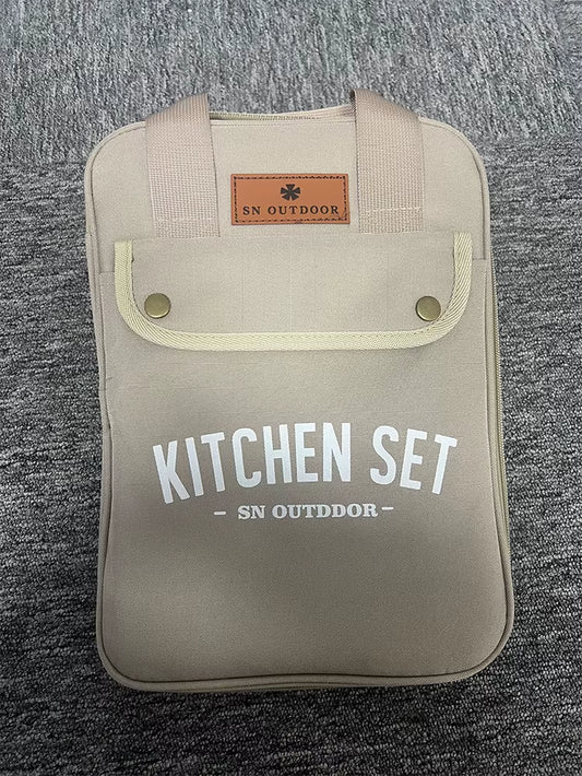 Outdoor Camping Kitchenware 8-Piece Set Comes with a Full Set of Thickened Cookware Storage Kit Cutlery Camping Supplies Tools