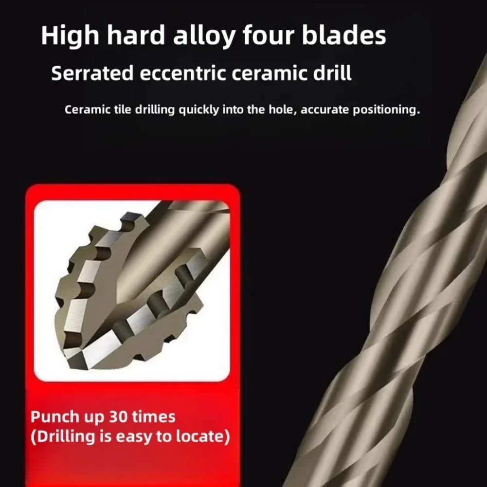 7Pcs Serrated Tooth Drill Bit Set Four-Edged Eccentric High-Hard Alloy Multifunction Tool Glass Cement Metal Ceramic Wood