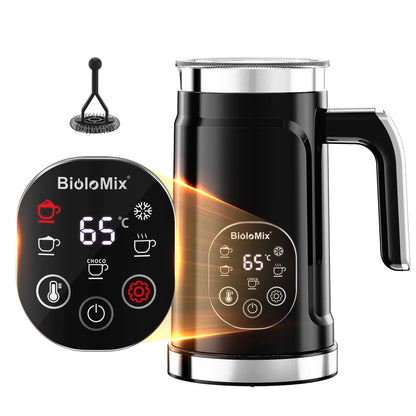 5-In-1 Milk Frother with LED Touch Screen – Hot & Cold Foam Maker for Lattes, Coffee & More
