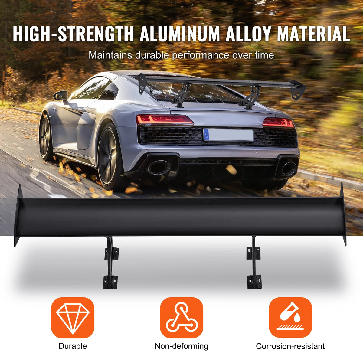 Succebuy 43.3-Inch Universal GT Wing Car Spoiler - Adjustable Lightweight Aluminum Rear Spoiler Wing
