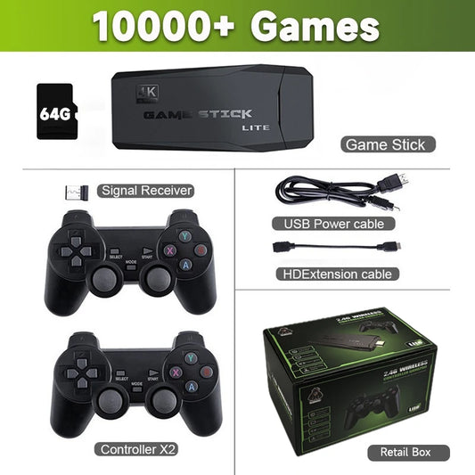 Video Game Sticks M8 Console 2.4G Dual Wireless Controller Game Stick 4K 10000 Games 64GB Retro Game for Dropshiopping Xmas Gift