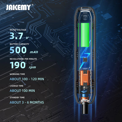 JAKEMY 180-in-1 Precision Screwdriver Set with Magnetic Bits - Available in Electric or Manual Options for Laptop, Phone, and Glasses Repair