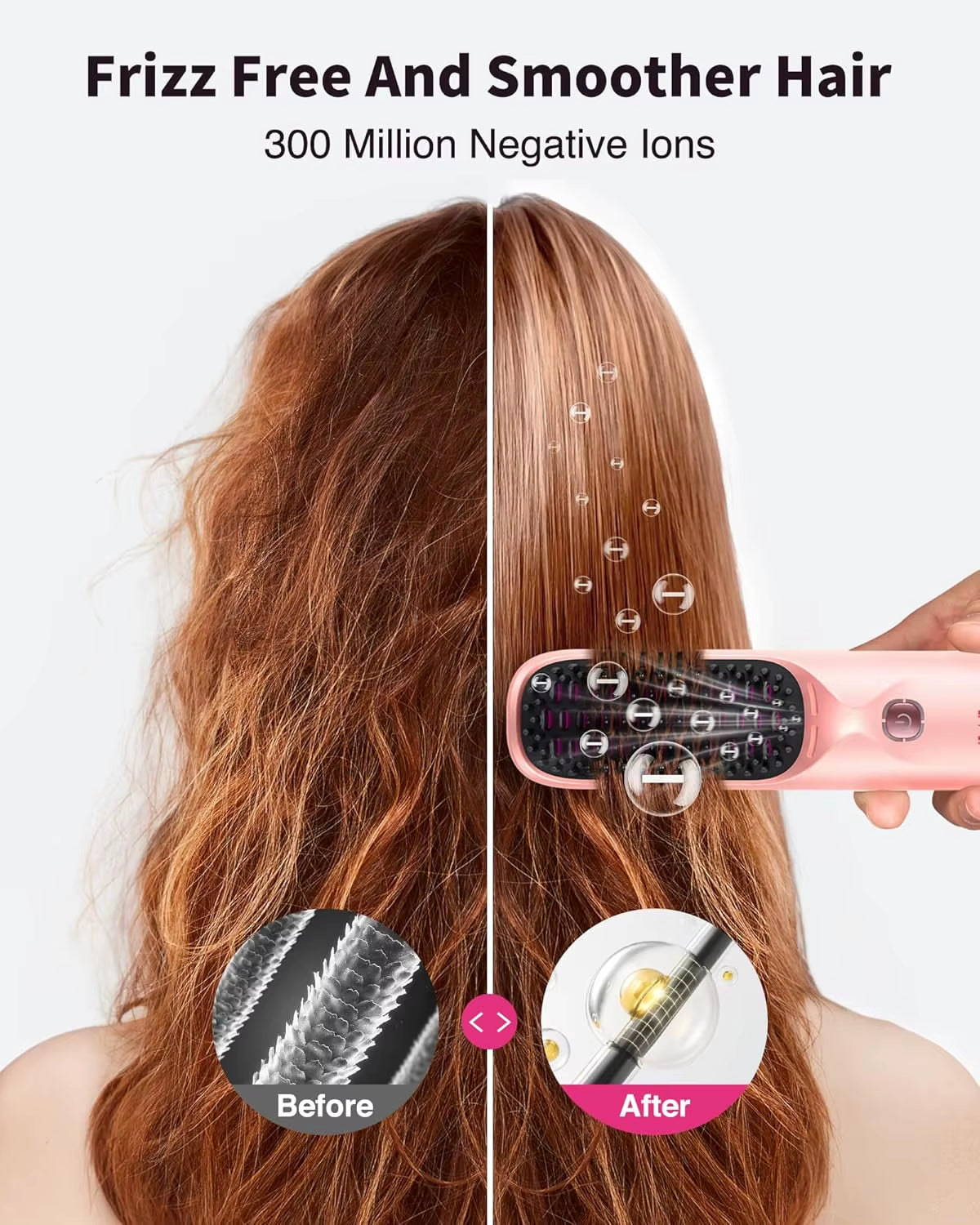Cordless Hair Straightener Brush 450°F Adjustable Temp 30S Fast Heating 10000Mah Travel Wireless Straightening Comb Adult Kids