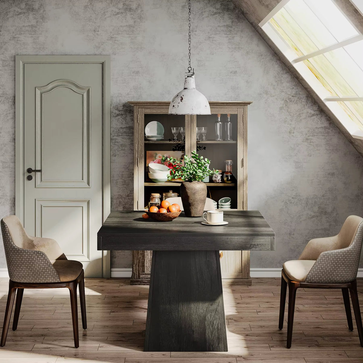 Tribesigns 31.5-Inch Square Dining Table for Four with Sturdy Pedestal Base, Ideal for Small Kitchens and Farmhouse Dining Rooms