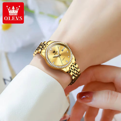 Luxury Brand Women'S Watches Elegant Gold Fashion Quartz Watch Luminous Versatile Waterproof Female Authentication Watch