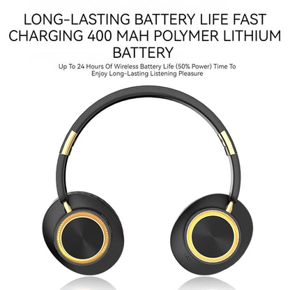 Wireless Bluetooth Gaming Headset with Foldable Design, Bluetooth 5.3 Technology, 40mm Bass Drivers, Hi-Fi Stereo Sound, Over-Ear Comfort with Memory Foam Cushion, Extended 400mAh Battery Life, Compatible with PC, Mobile Phones, Laptops, and Tablets