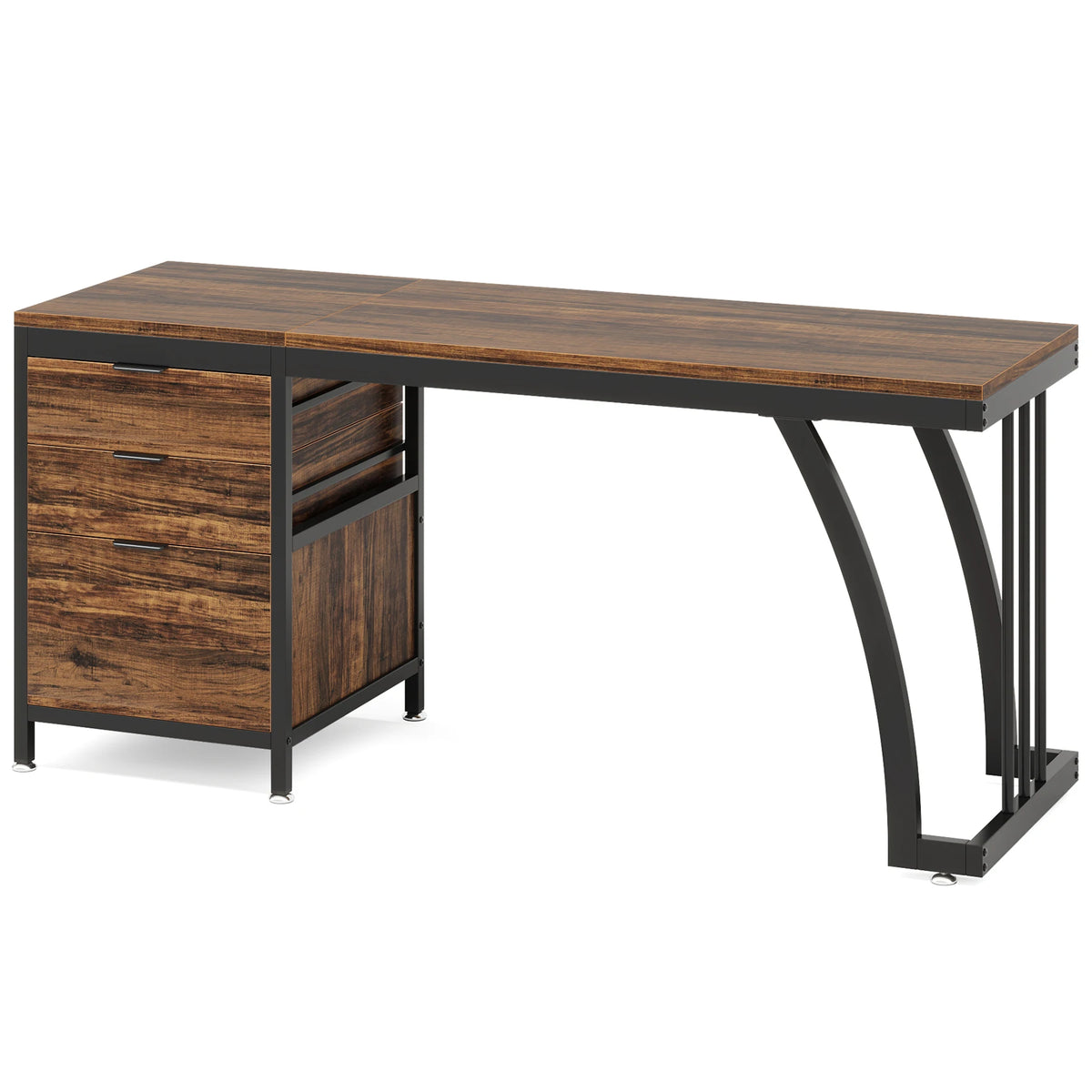 Tribesigns 59-Inch Industrial Computer Desk with Reversible 3-Drawer Storage for Study and Workstation