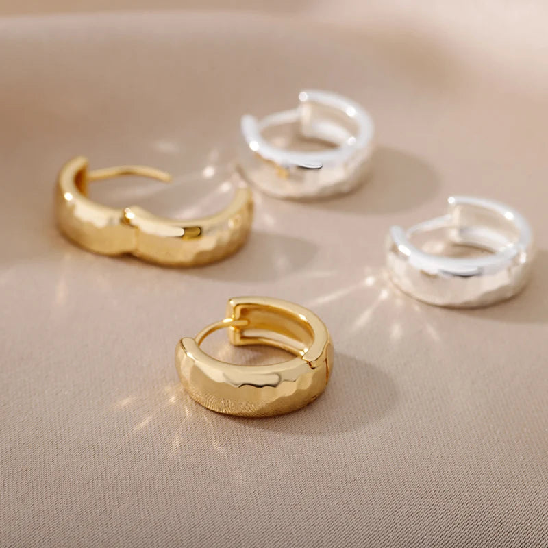 Gold Small Hoop Earrings for Women - Stainless Steel Silver Tone Jewelry, 2024 Trendy Piercing Gift for Her