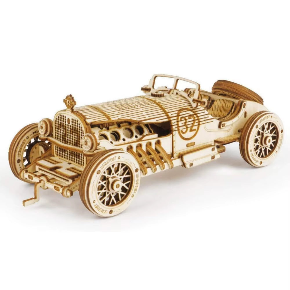 Robotime Classic Car 3D Wooden Puzzle Model Kits: Vintage Train, Army Jeep, and Heavy Truck at 1:15 Scale for Children