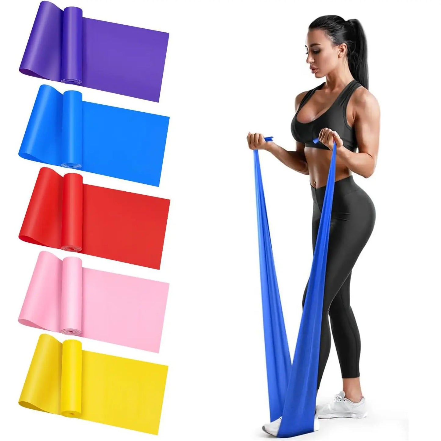 Yellow Yoga Pilates Resistance Band Long Training Stretch Bands for Physical Therapy Lower Body Home Gym Strength Elastic Exercise Band (Copy)