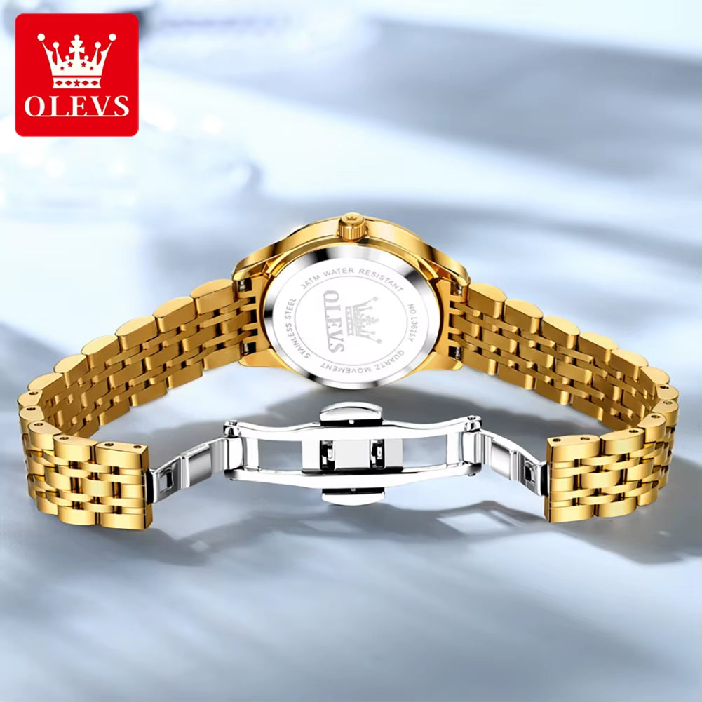 Luxury Brand Women'S Watches Elegant Gold Fashion Quartz Watch Luminous Versatile Waterproof Female Authentication Watch