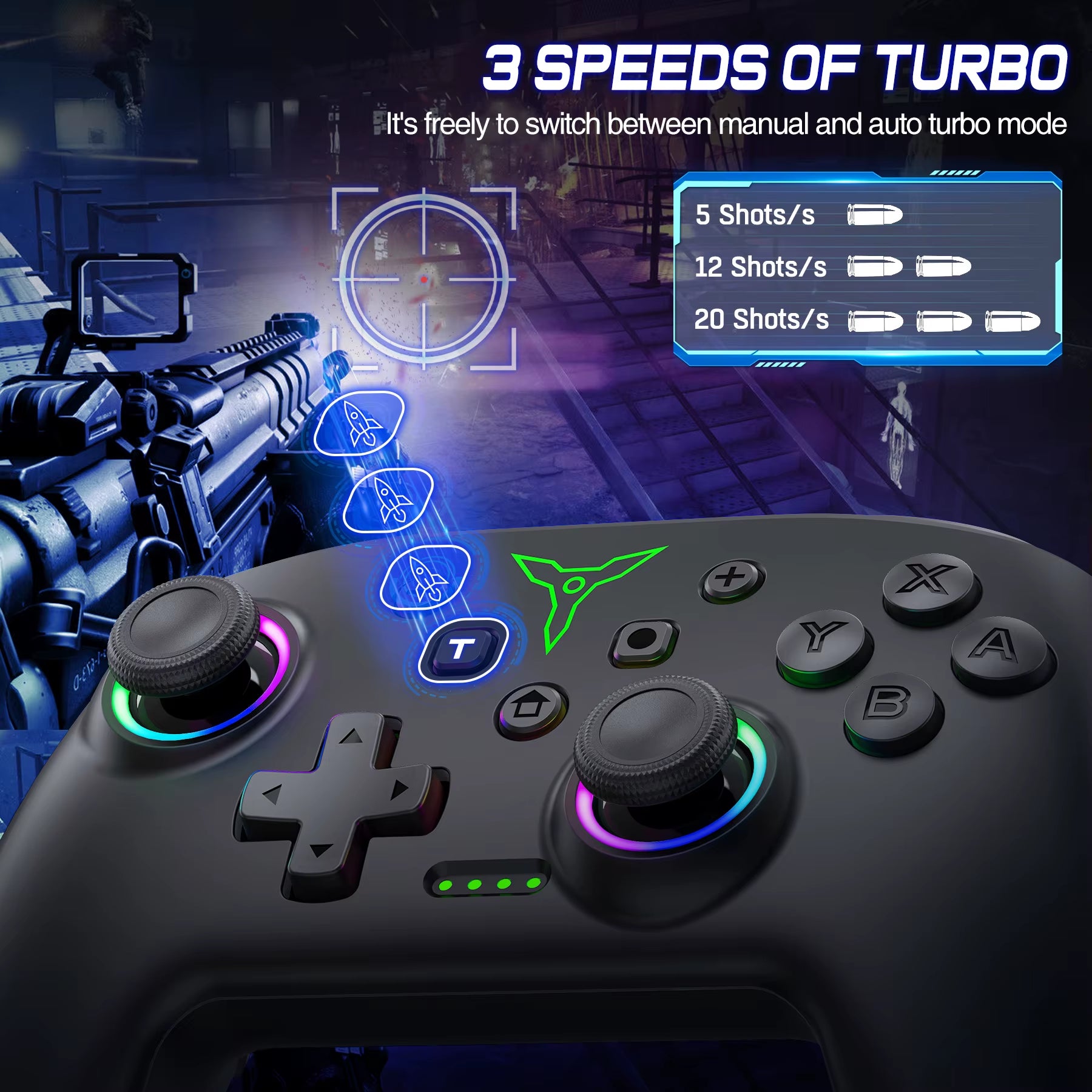 Q218 Wireless Switch Controller for Nintendo Switch/Oled/Lite/Android/Ios/ PC with Programmable,Turbo,6-Axix Gyro