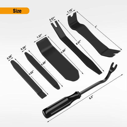 Nilight 6-Piece Auto Trim Removal Tool Kit - No-Scratch Design for Car Audio, Dash Panel, Window Molding, and Fastener Removal - Black