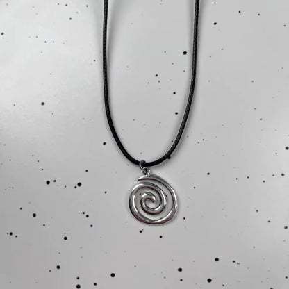 Vintage Spiral Vortex Pendant Necklace with Hand-Woven Leather Rope for Women - Bohemian Goth Fashion Jewelry 2026 Y2K Collection